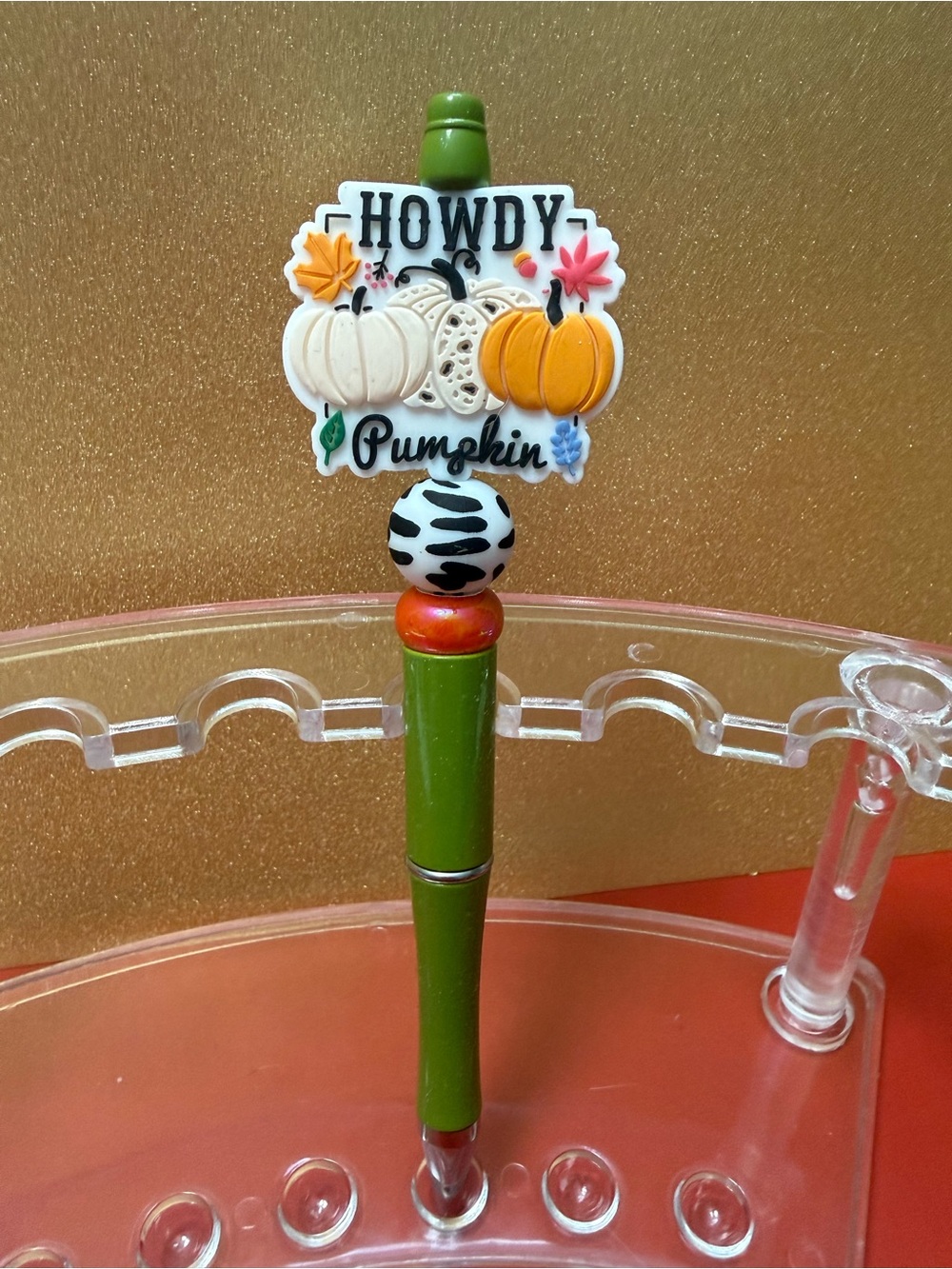New Beaded Howdy Pumpkin Green Decorative Pen for Fall Parties